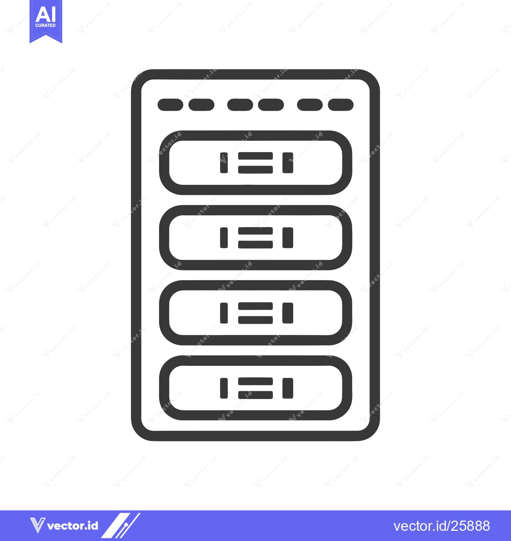 Premium Vector of Black and white outline icon of a server rack with multiple servers