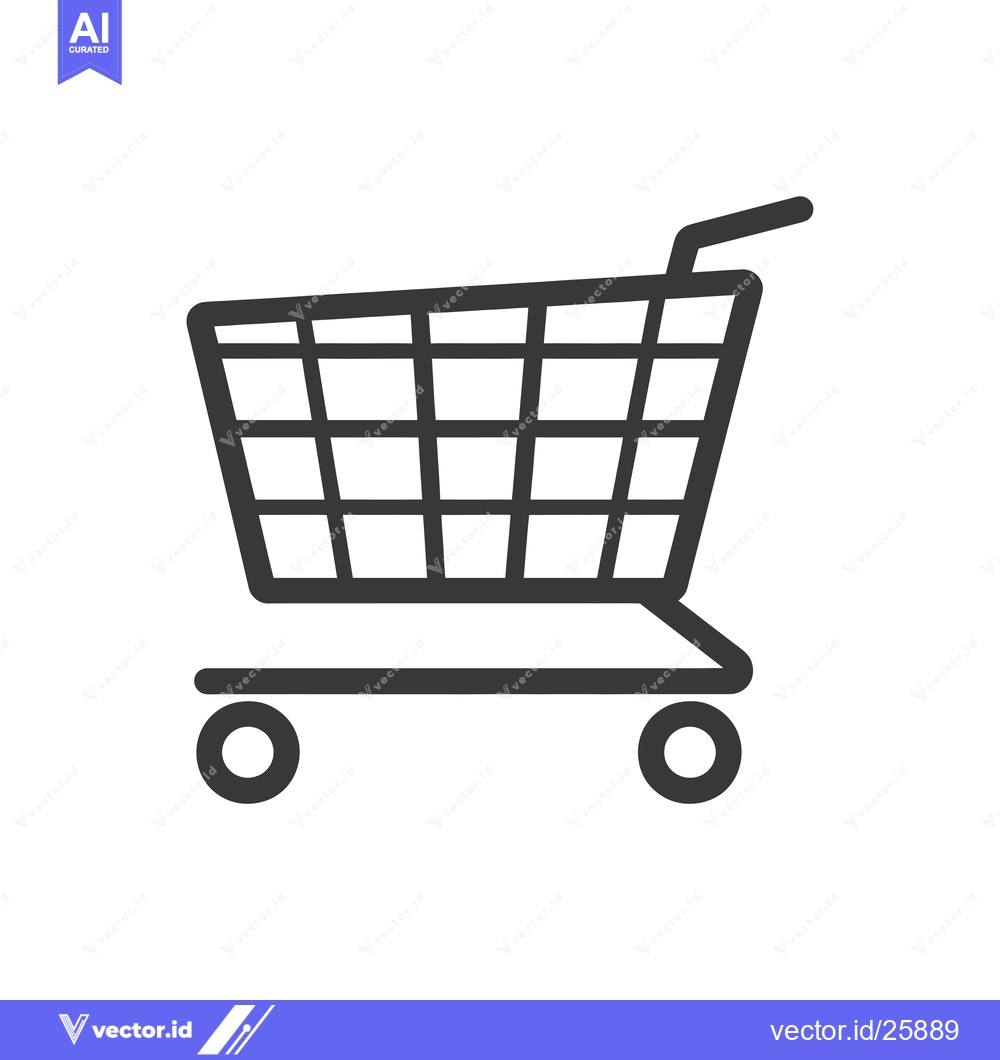 Premium Vector dari Black and white outline icon of a shopping cart