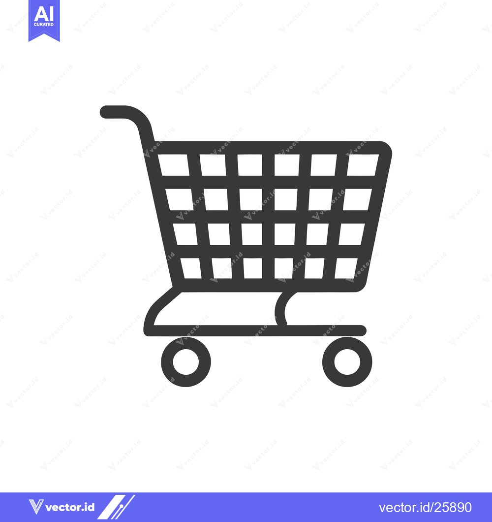Premium Vector of Black and white outline icon of a shopping cart
