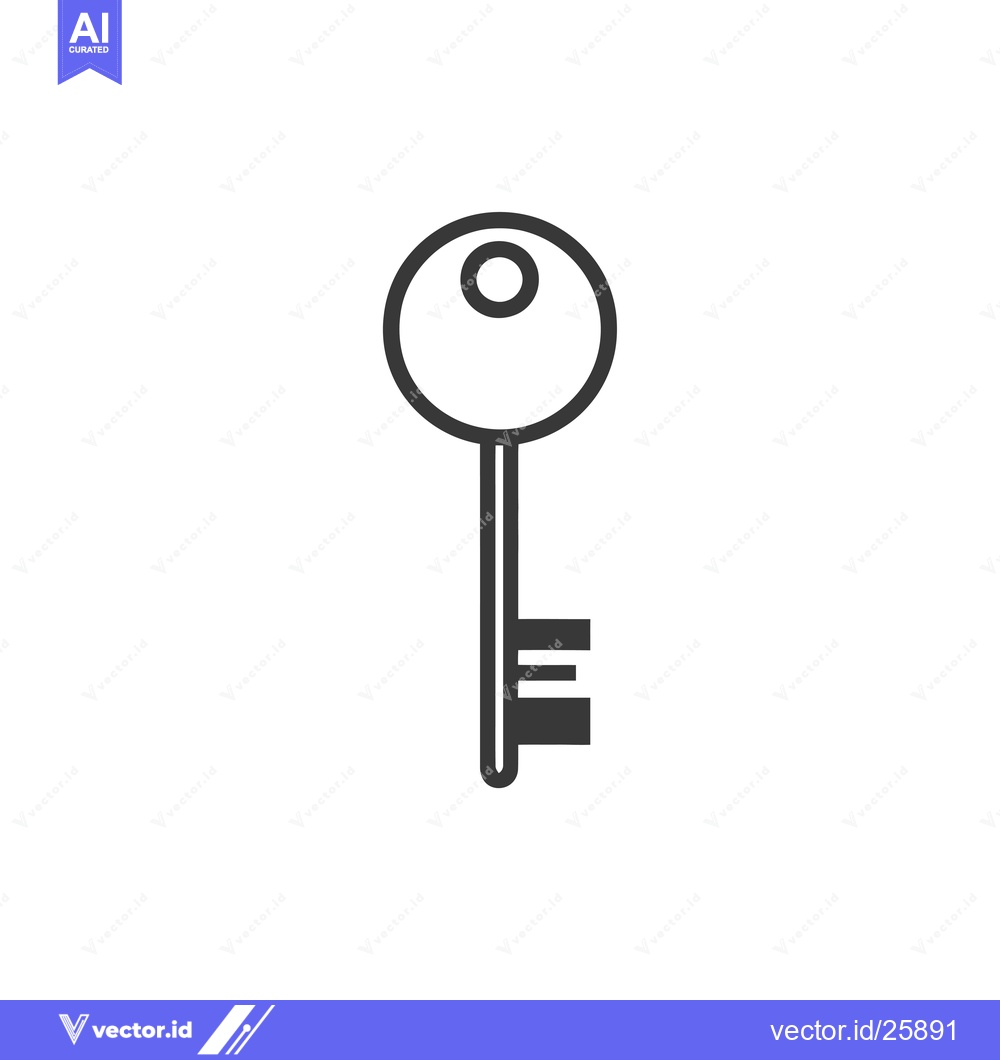 Premium Vector of Black and White Outline Icon of a Simple Key