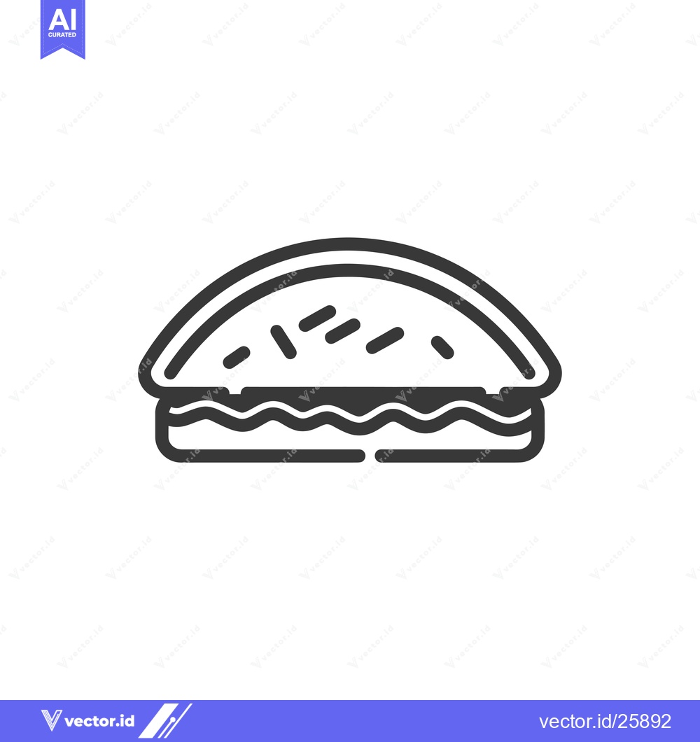 Premium Vector of Black and white outline icon of a simple sandwich