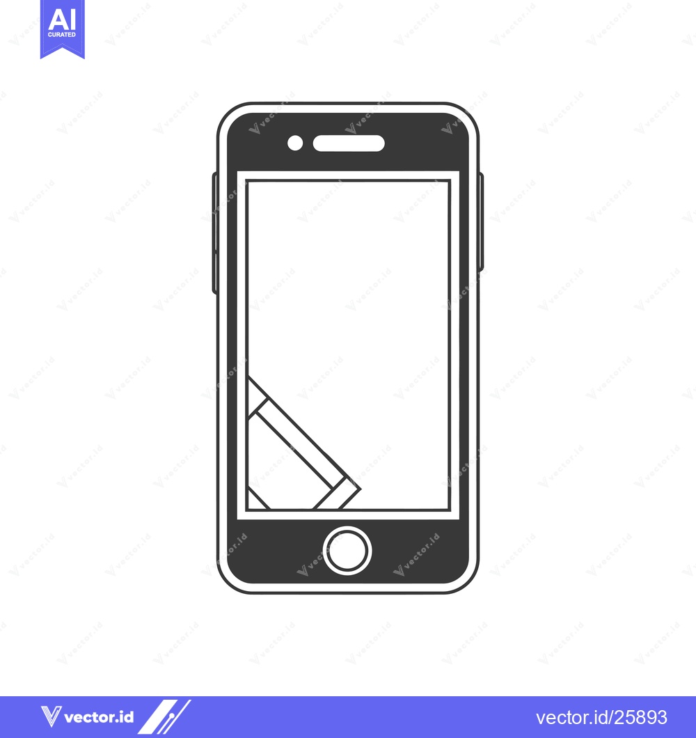 Premium Vector dari Black and White Outline Icon of a Smartphone
