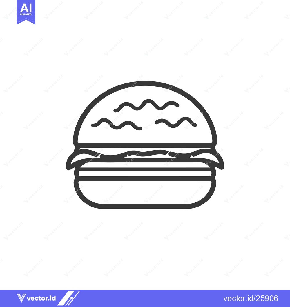 Premium Vector dari Black and White Outline Illustration of a Burger