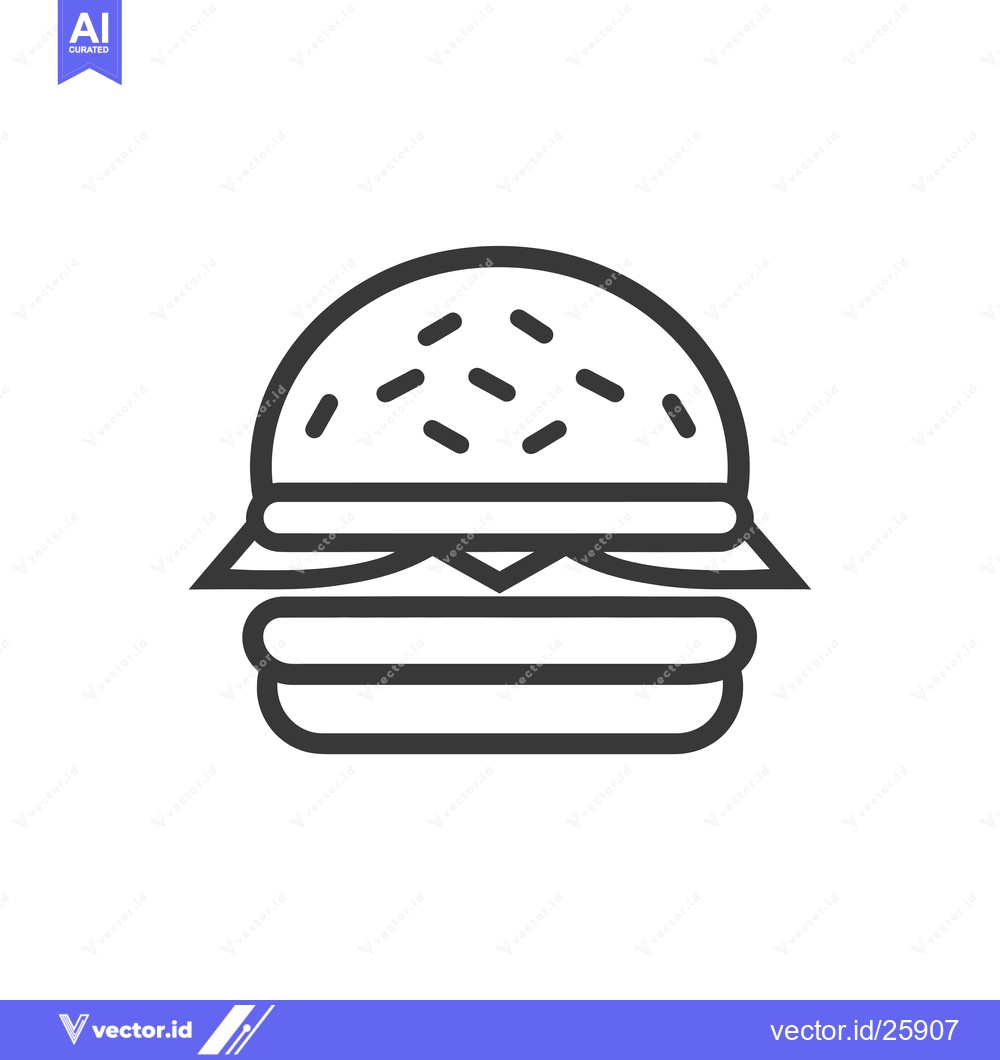 Premium Vector of Black and White Outline Illustration of a Burger