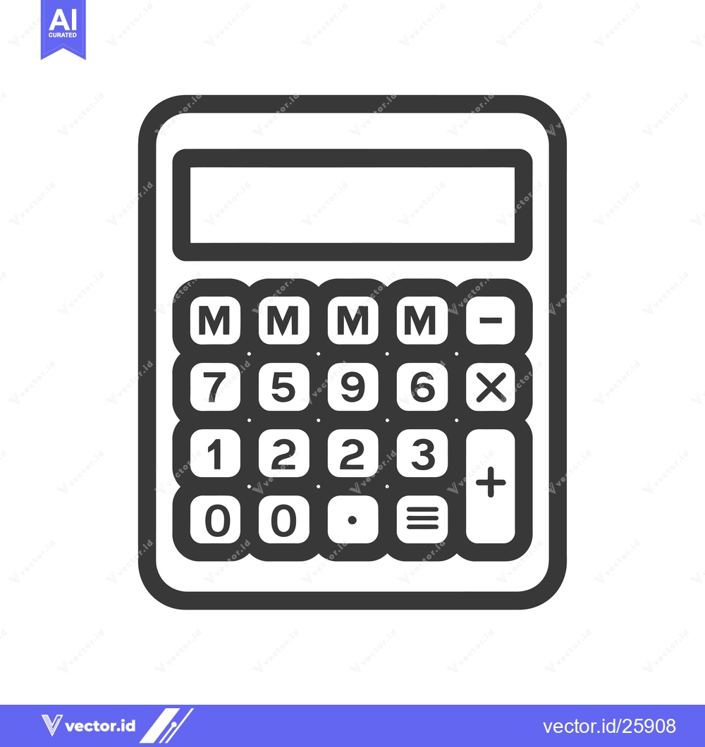 Premium Vector dari Black and White Outline Illustration of a Calculator