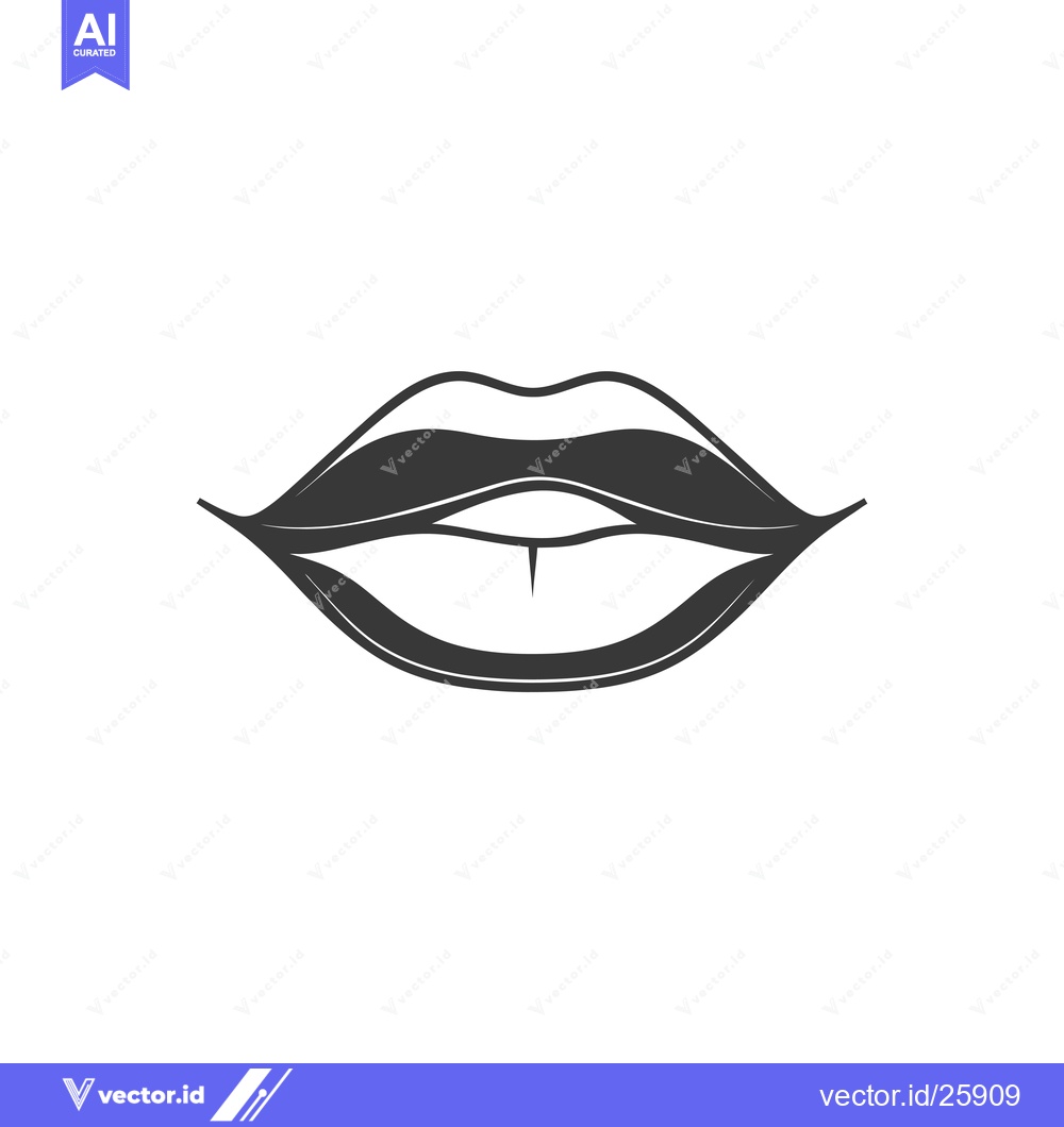 Premium Vector of Black and White Outline Illustration of a Closed Mouth