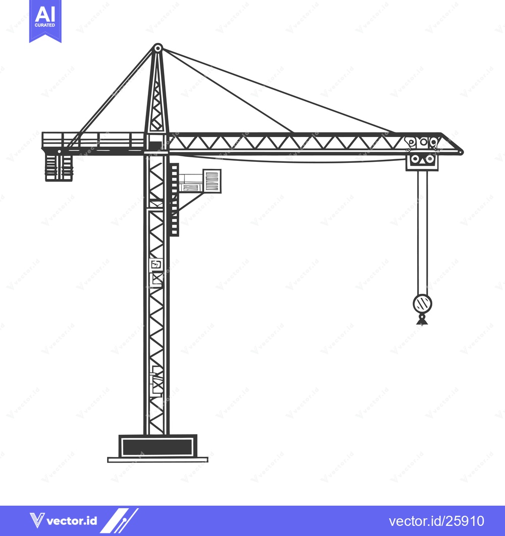 Premium Vector dari Black and White Outline Illustration of a Construction Crane