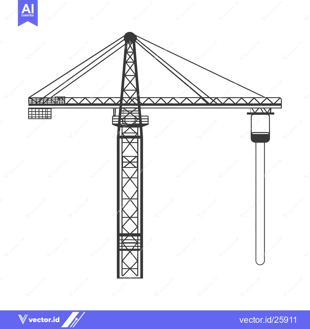 Premium Vector dari Black and White Outline Illustration of a Construction Crane