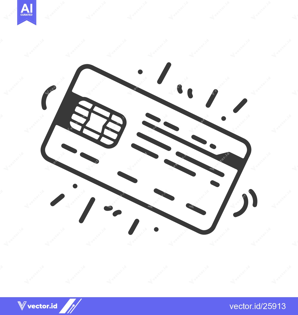 Premium Vector of Black and White Outline Illustration of a Credit Card