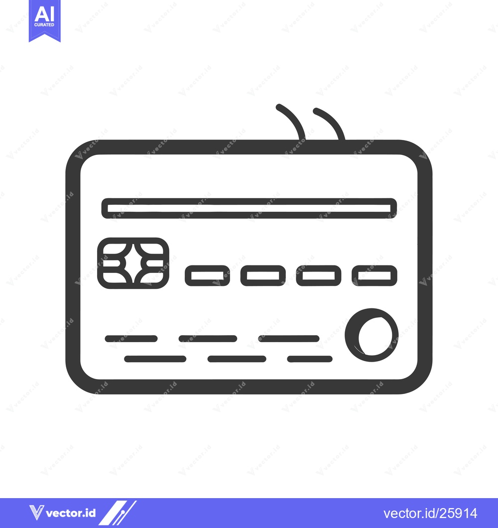Premium Vector dari Black and White Outline Illustration of a Credit Card