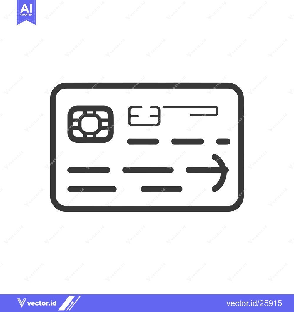Premium Vector dari Black and white outline illustration of a credit card with chip and ar