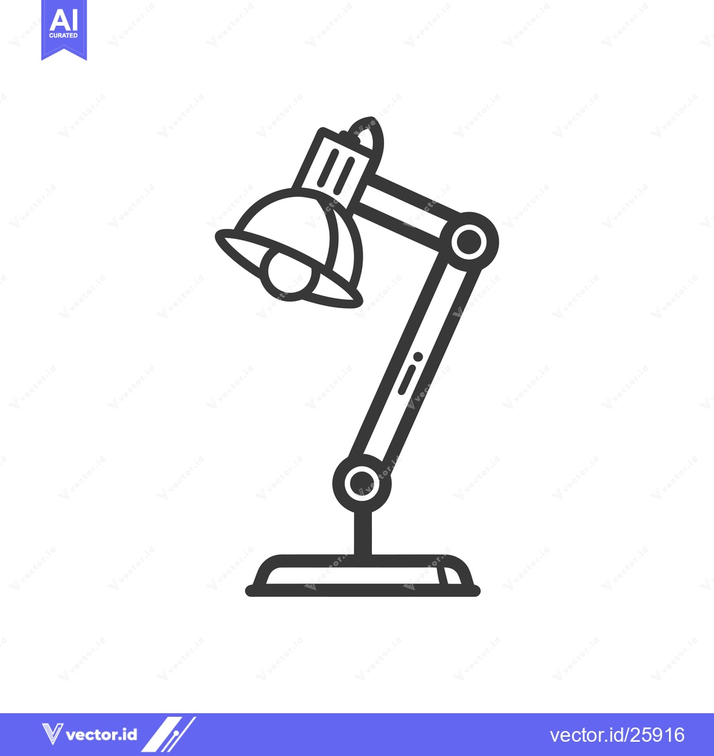 Premium Vector dari Black and White Outline Illustration of a Desk Lamp