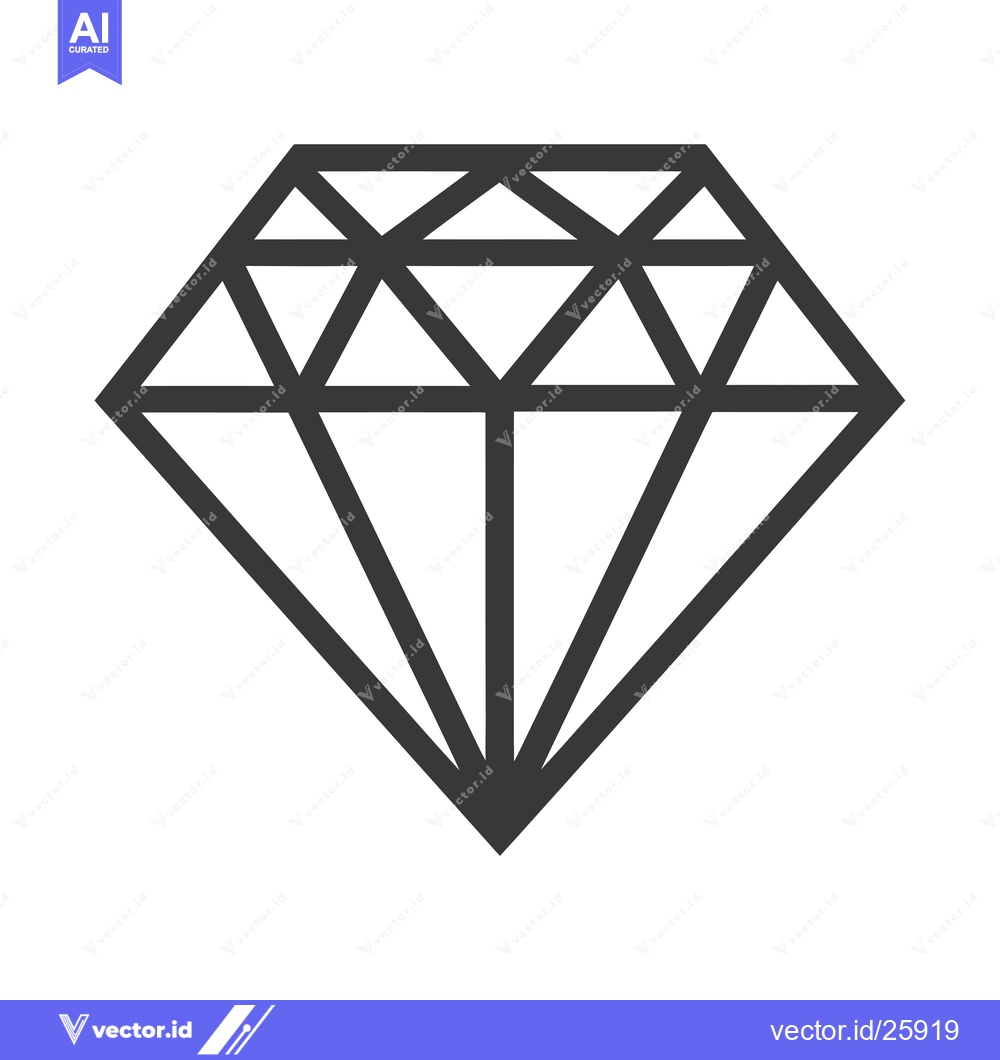 Premium Vector of Black and White Outline Illustration of a Diamond