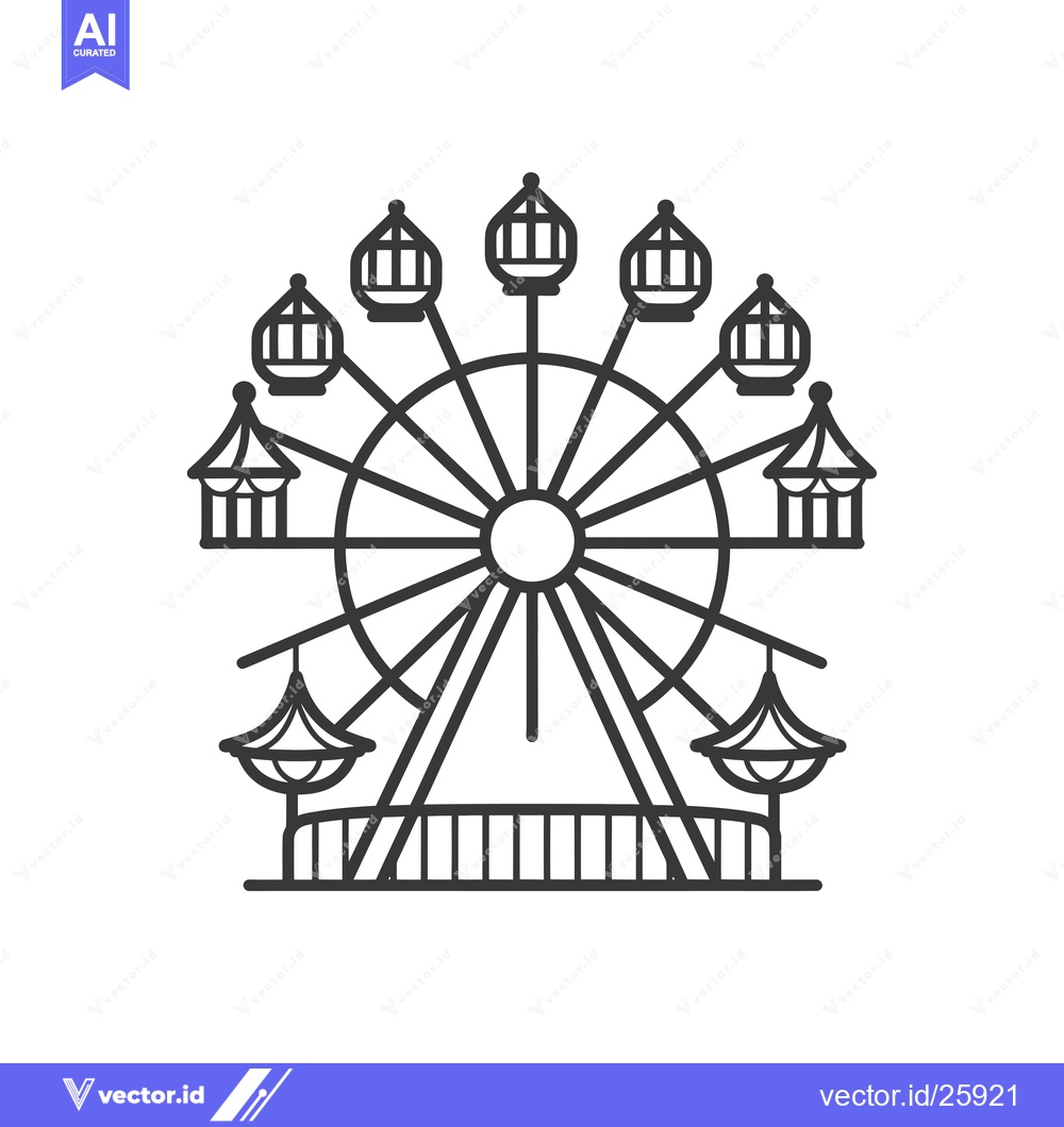 Premium Vector dari Black and White Outline Illustration of a Ferris Wheel