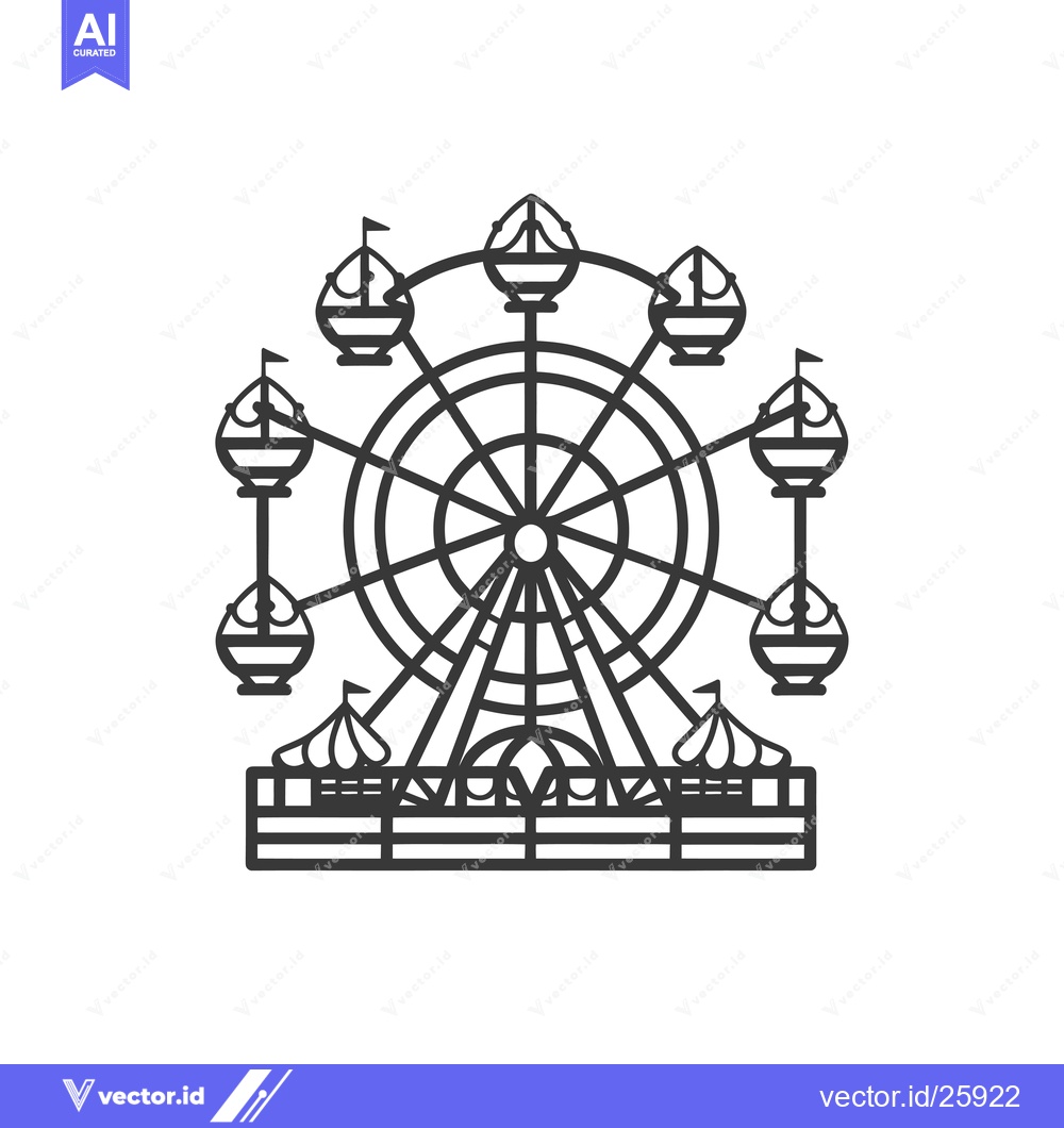 Premium Vector dari Black and White Outline Illustration of a Ferris Wheel