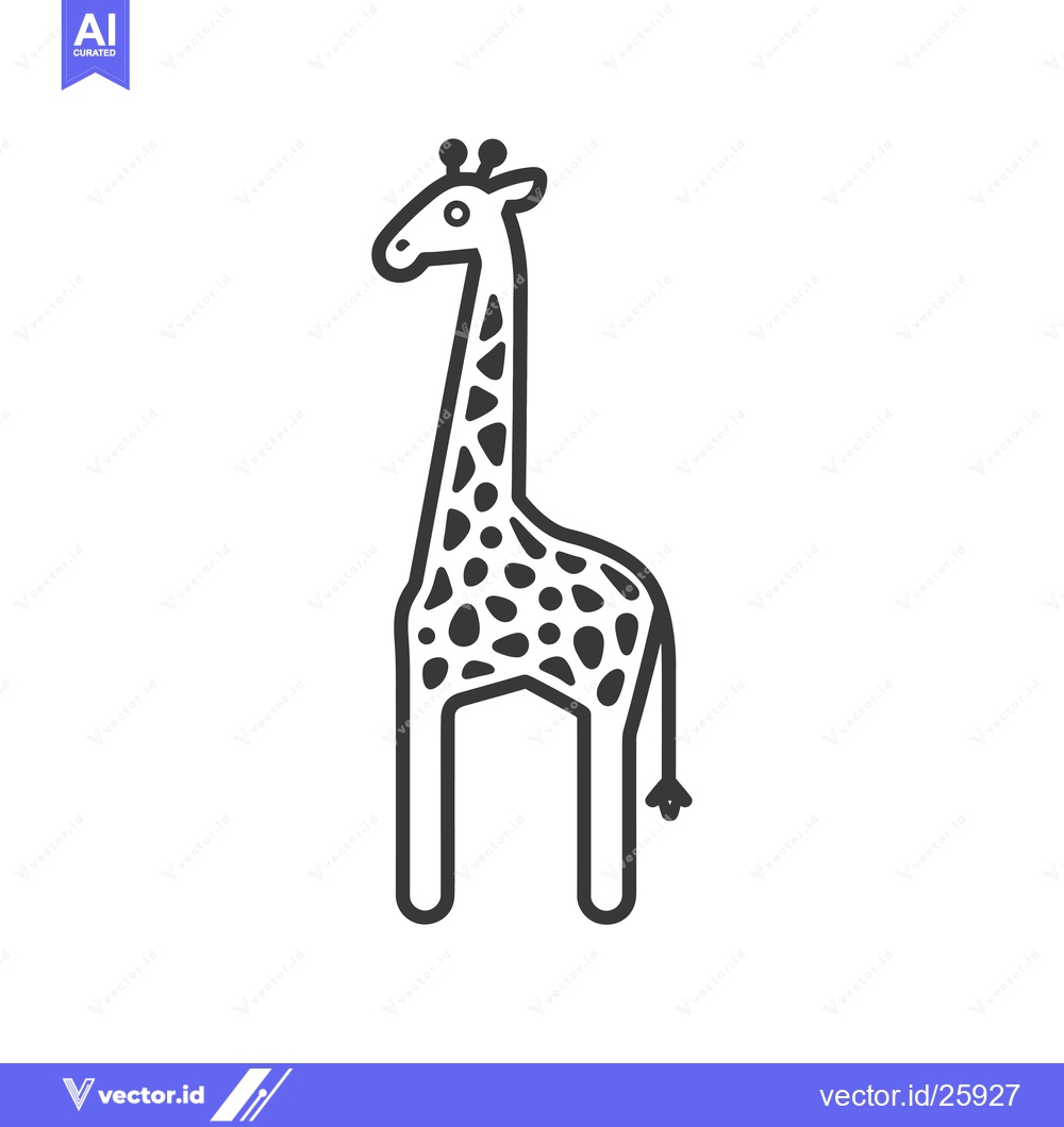 Premium Vector of Black and White Outline Illustration of a Giraffe