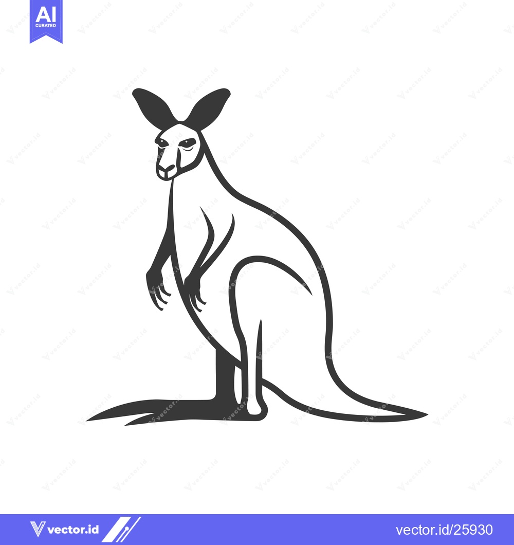 Premium Vector of Black and White Outline Illustration of a Kangaroo