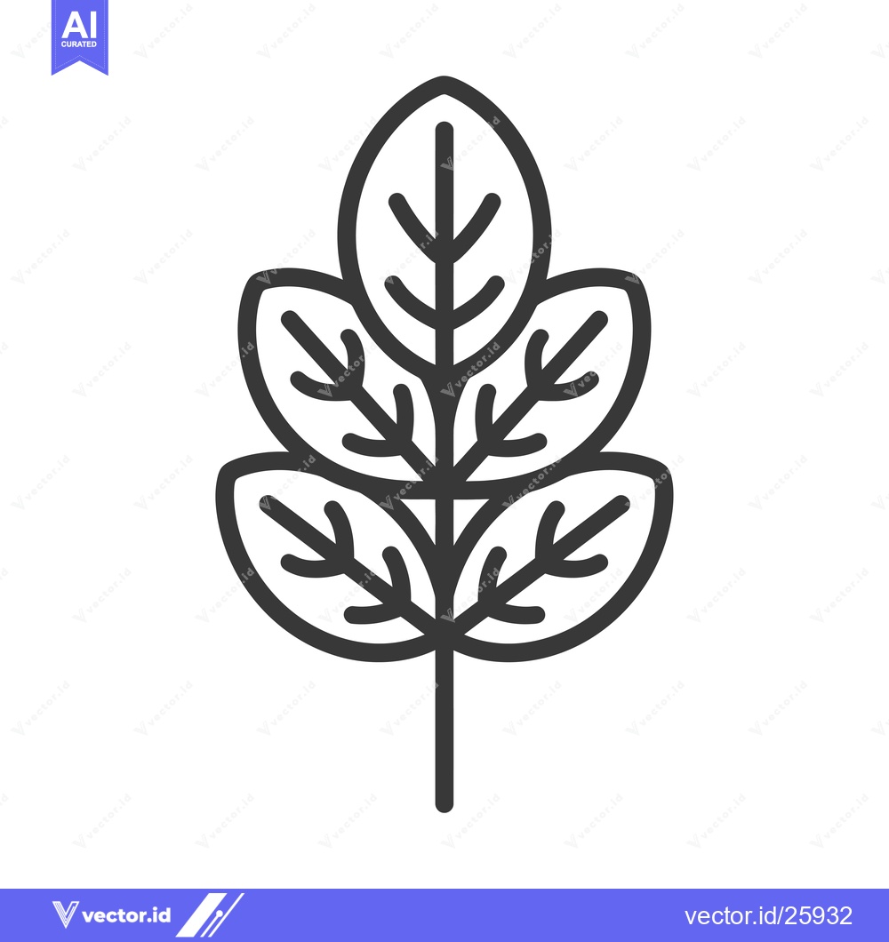 Premium Vector dari Black and White Outline Illustration of a Leaf Branch