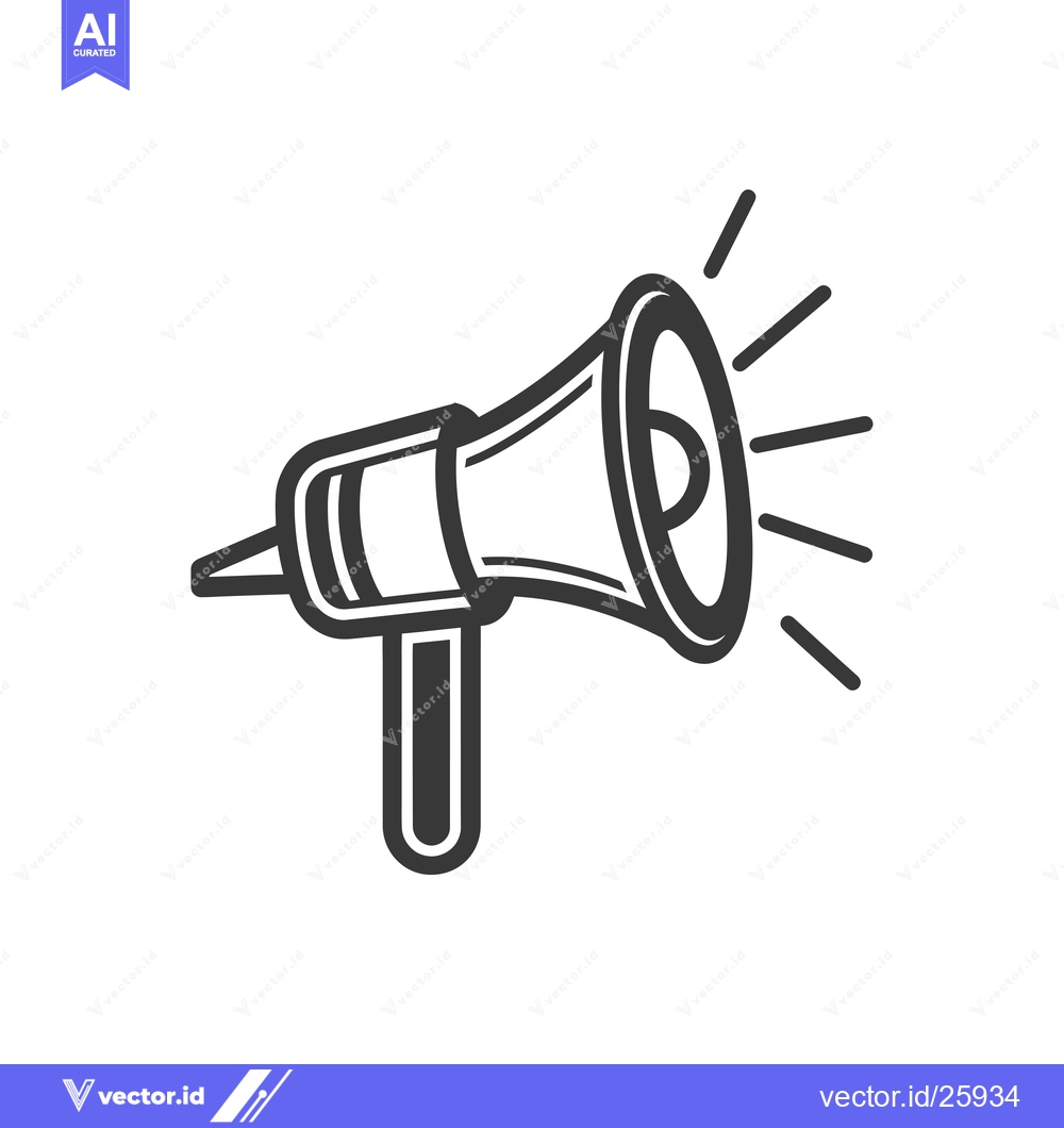 Premium Vector of Black and White Outline Illustration of a Loudspeaker