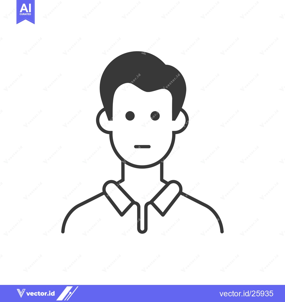 Premium Vector dari Black and White Outline Illustration of a Man with Short Hair Wearing