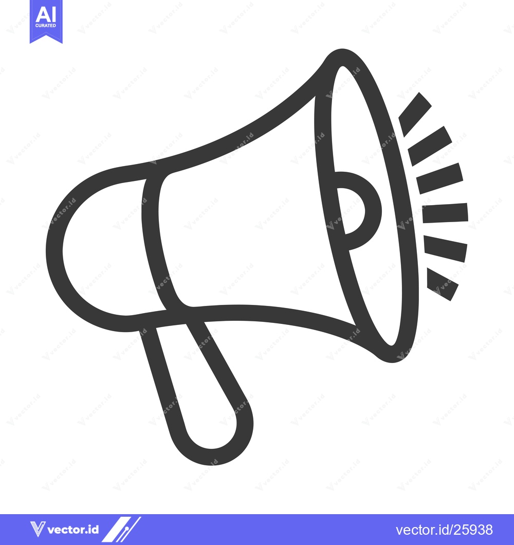 Premium Vector of Black and white outline illustration of a megaphone