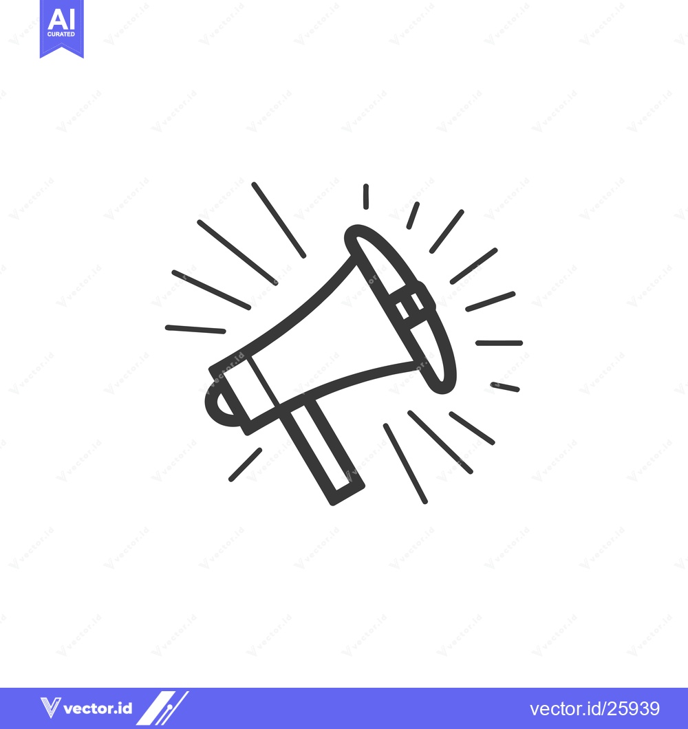 Premium Vector dari Black and White Outline Illustration of a Megaphone with Rays of Light