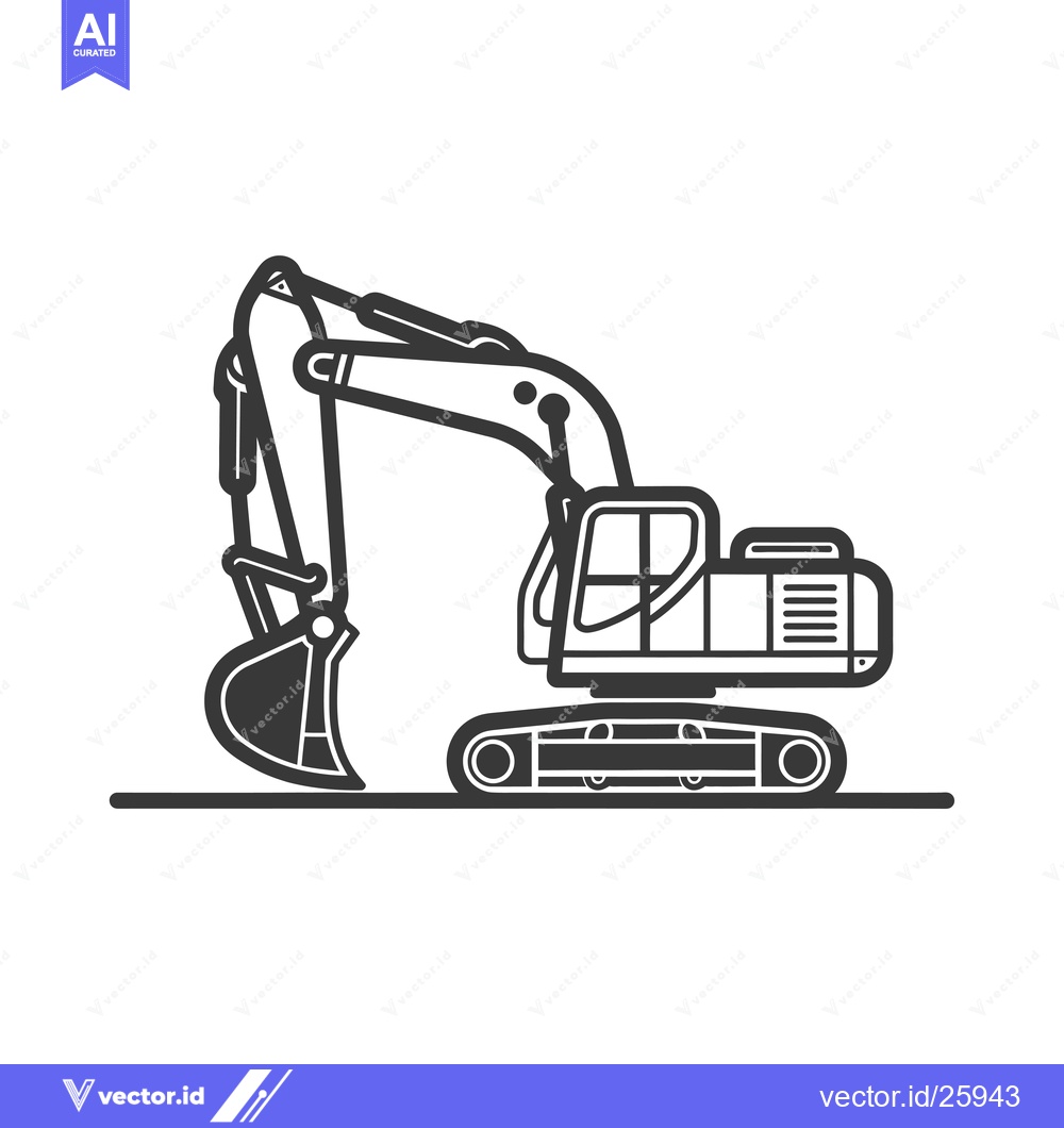Premium Vector dari Black and White Outline Illustration of an Excavator