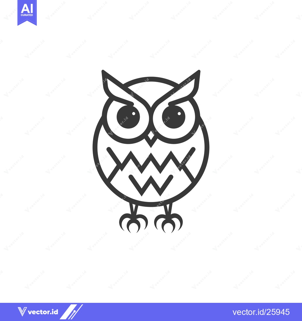 Premium Vector dari Black and White Outline Illustration of an Owl