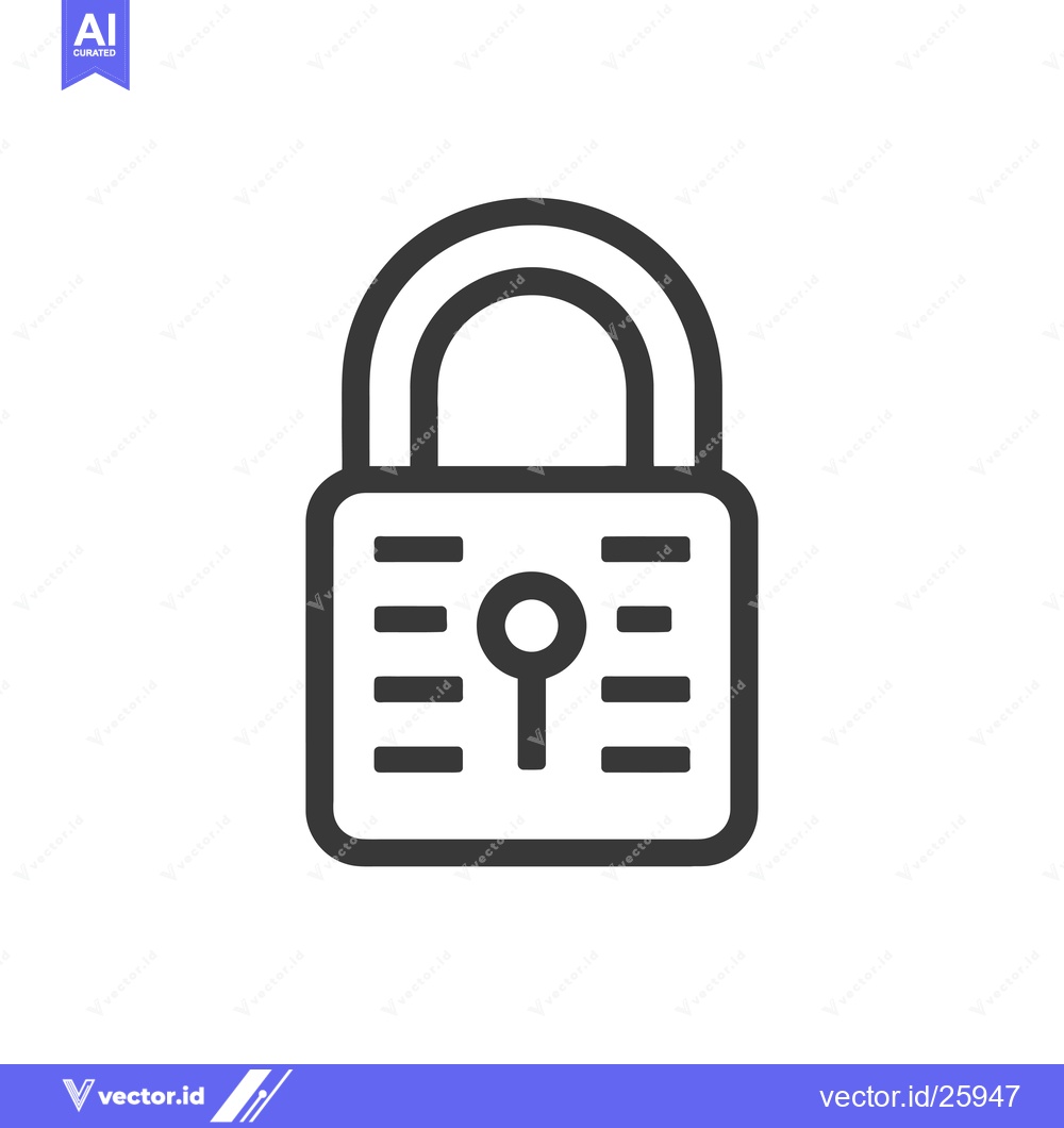 Premium Vector of Black and White Outline Illustration of a Padlock