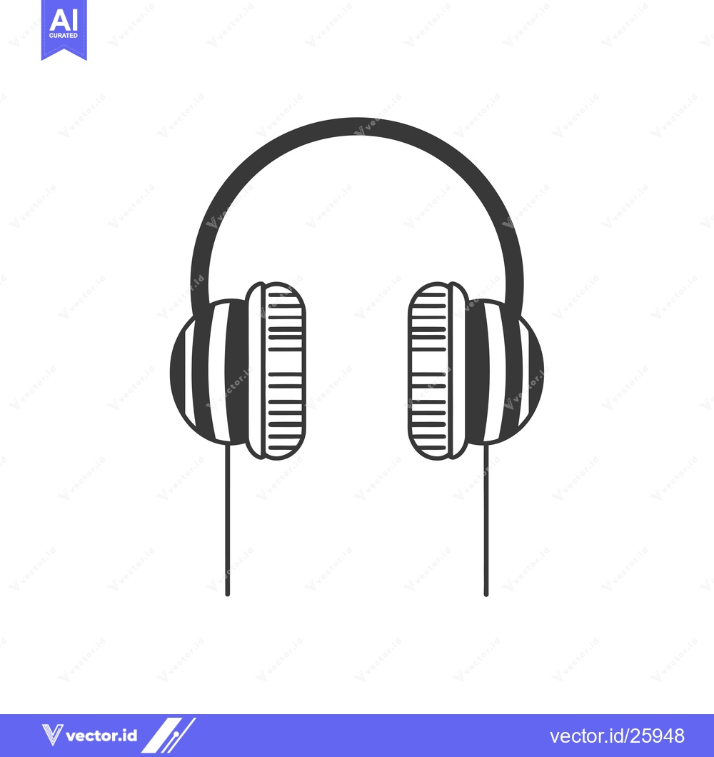 Premium Vector of Black and white outline illustration of a pair of headphones
