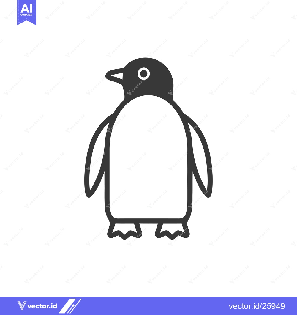 Premium Vector dari Black and white outline illustration of a penguin