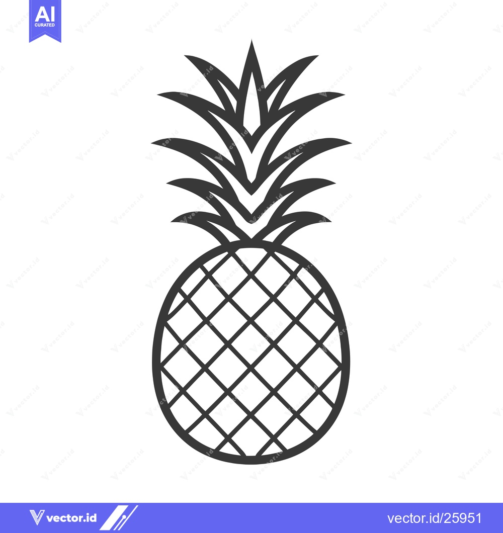 Premium Vector dari Black and White Outline Illustration of a Pineapple
