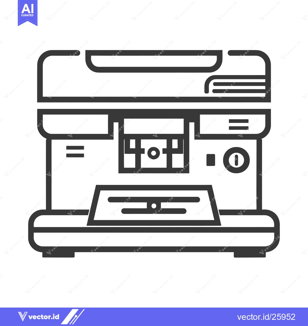 Premium Vector of Black and White Outline Illustration of a Printer