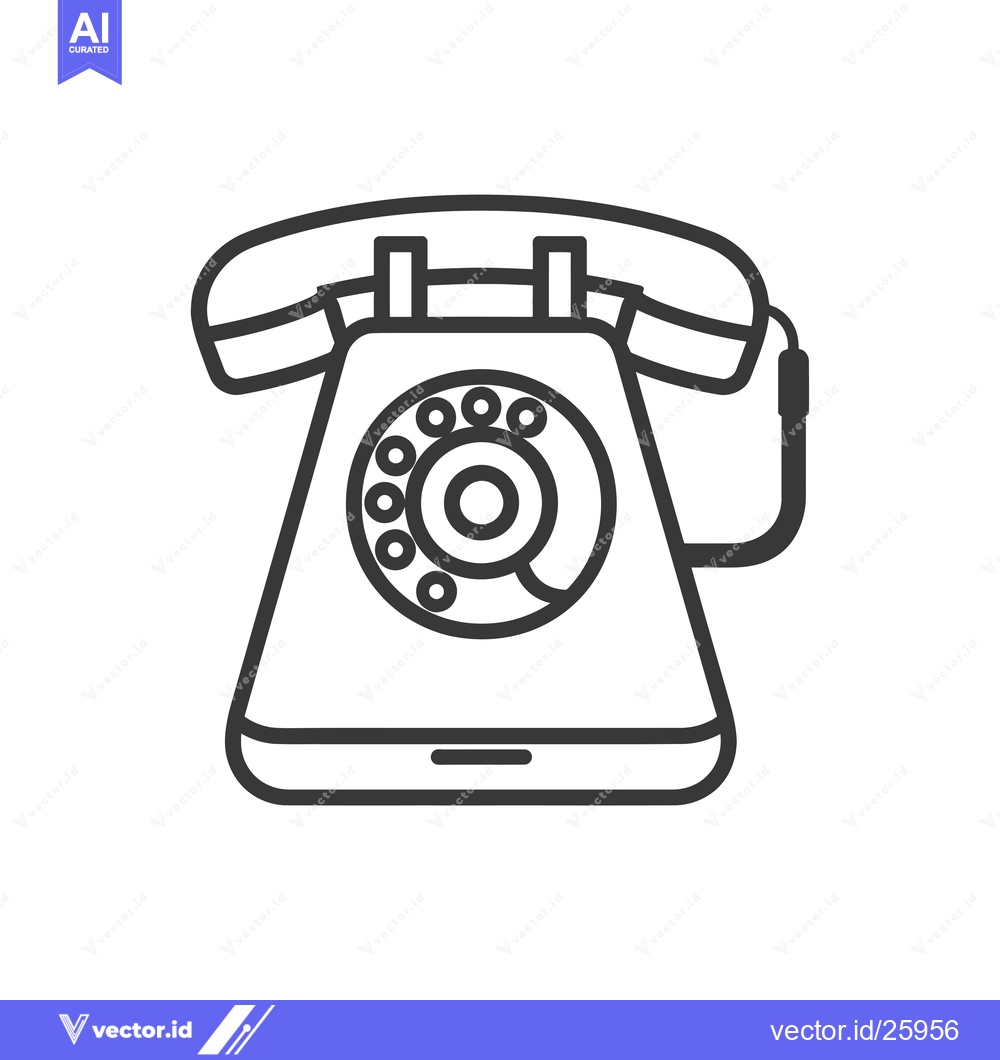 Premium Vector of Black and white outline illustration of a rotary dial phone