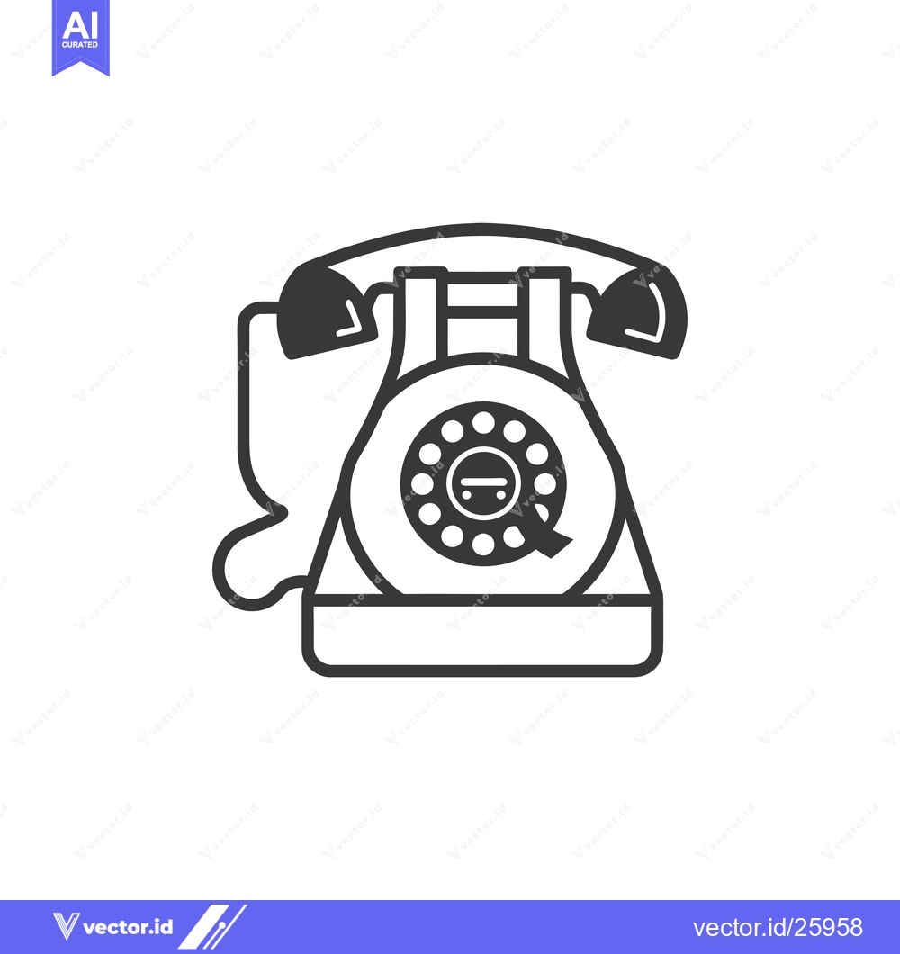 Premium Vector dari Black and White Outline Illustration of a Rotary Phone
