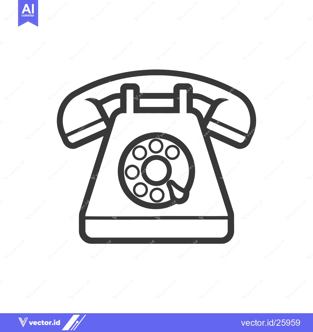 Premium Vector of Black and White Outline Illustration of a Rotary Phone