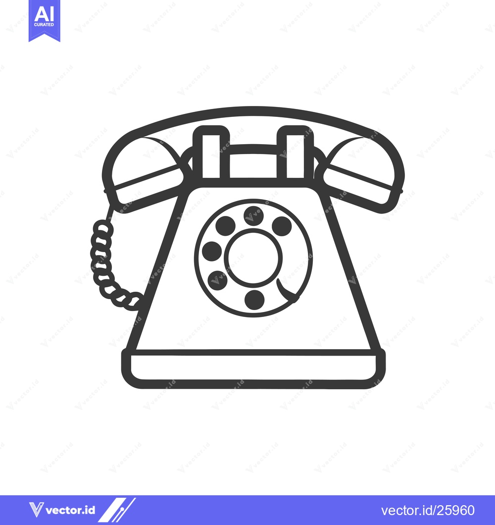 Premium Vector dari Black and White Outline Illustration of a Rotary Phone