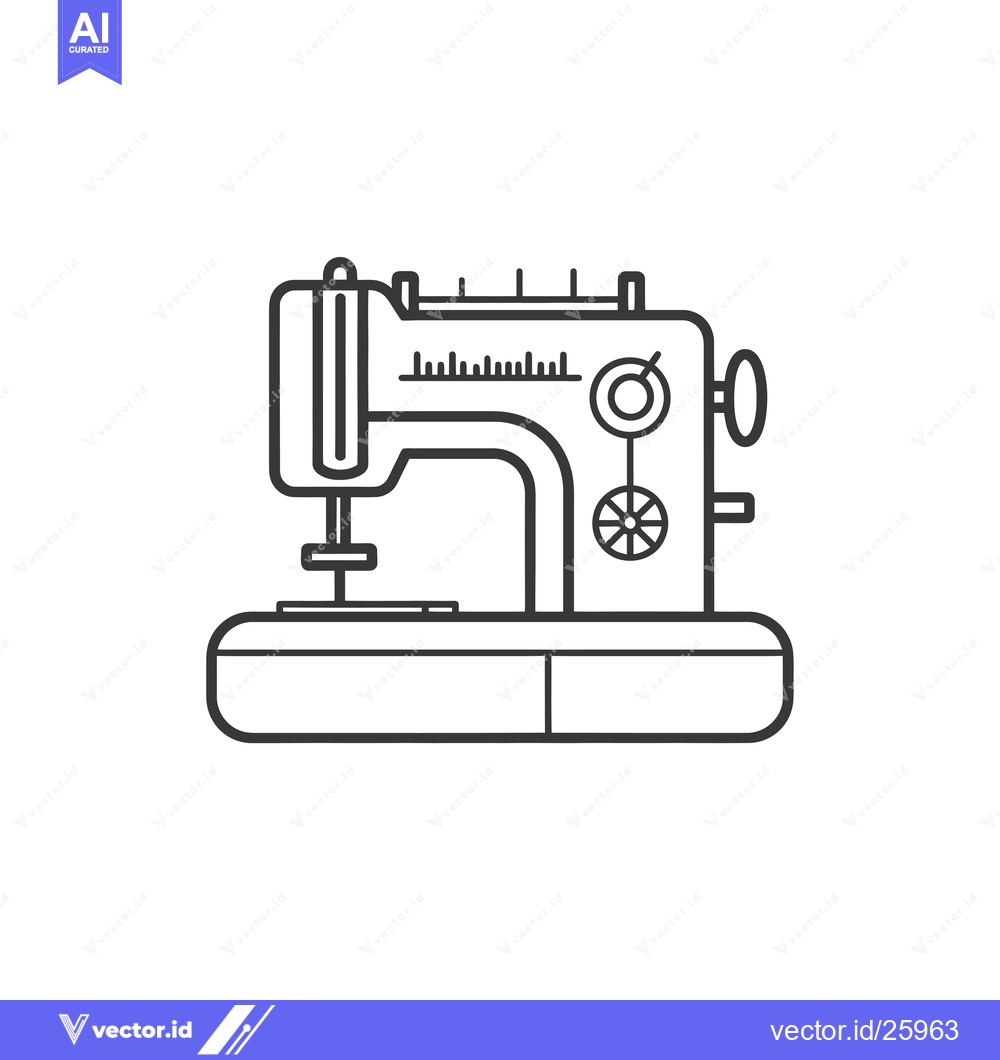 Premium Vector dari Black and White Outline Illustration of a Sewing Machine