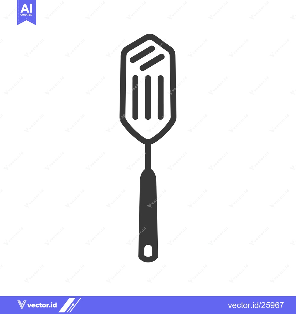Premium Vector dari Black and white outline illustration of a slotted spatula