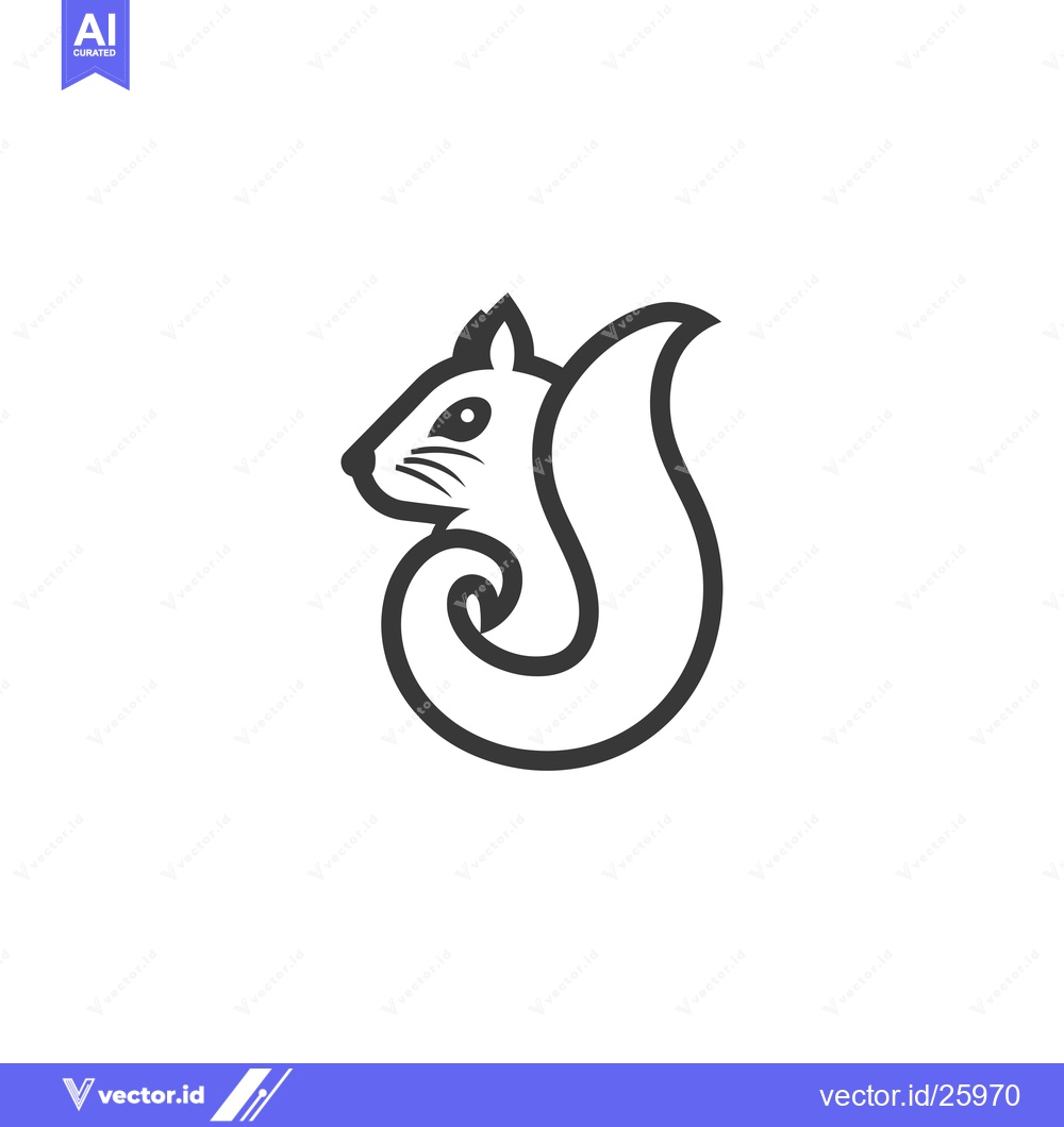 Premium Vector of Black and White Outline Illustration of a Squirrel