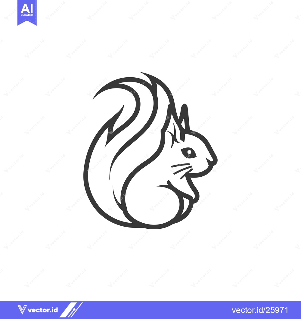 Premium Vector dari Black and white outline illustration of a squirrel