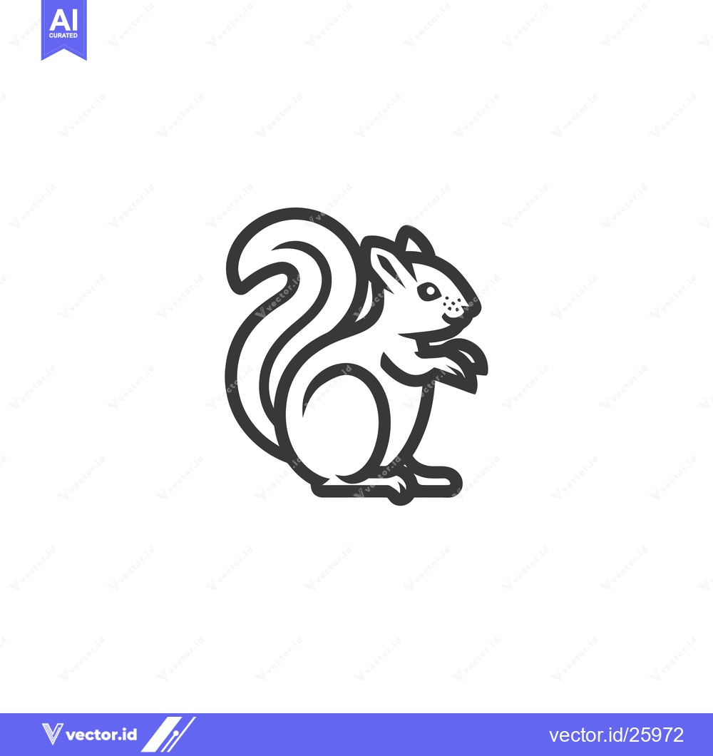 Premium Vector dari Black and White Outline Illustration of a Squirrel