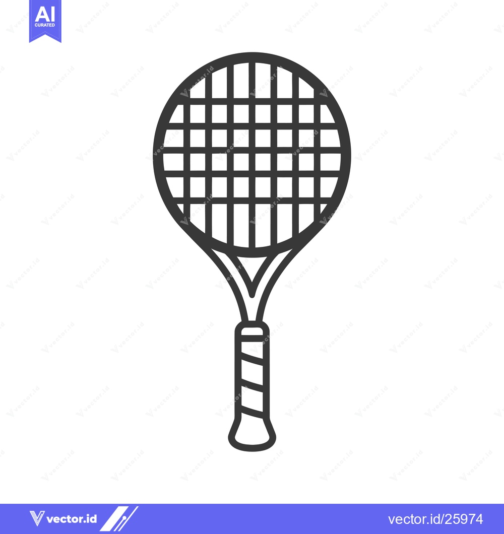 Premium Vector of Black and white outline illustration of a tennis racket