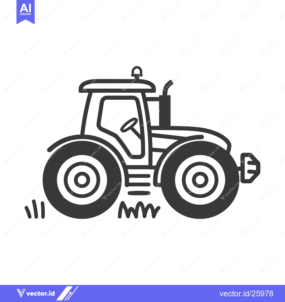 Premium Vector dari Black and White Outline Illustration of a Tractor