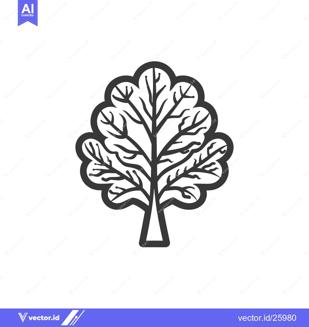 Premium Vector of Black and white outline illustration of a tree