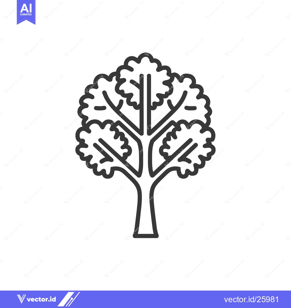 Premium Vector dari Black and White Outline Illustration of a Tree