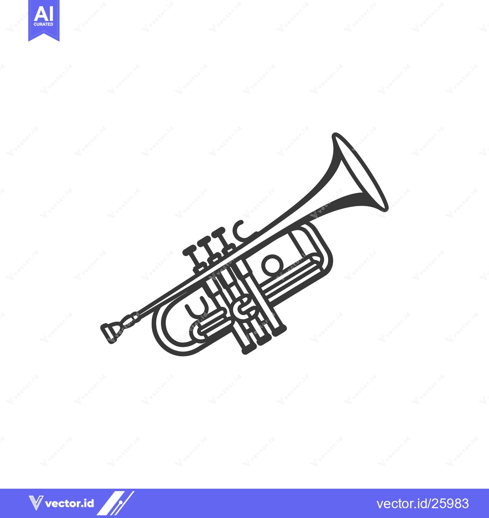 Premium Vector dari Black and White Outline Illustration of a Trumpet