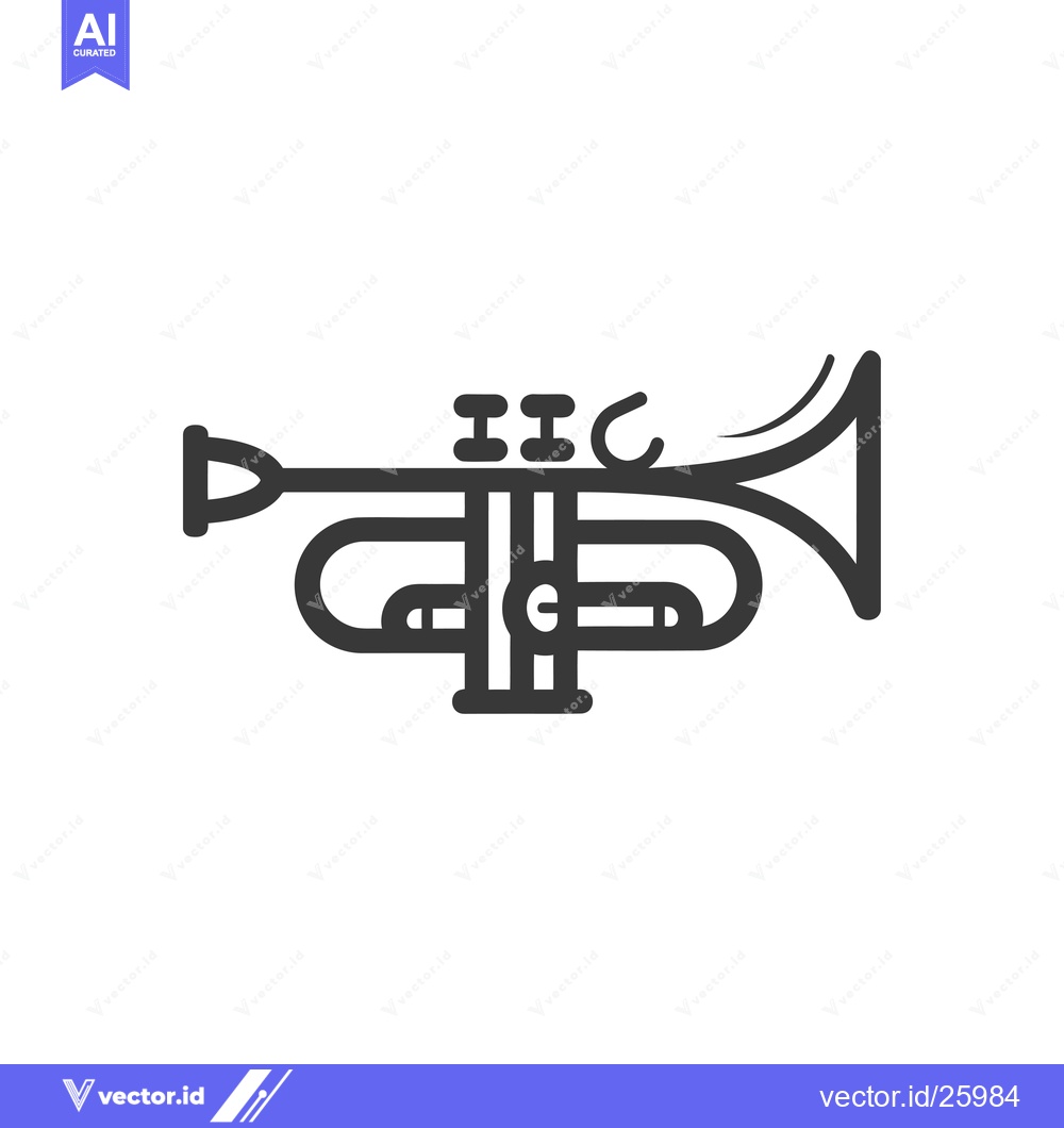 Premium Vector of Black and White Outline Illustration of a Trumpet
