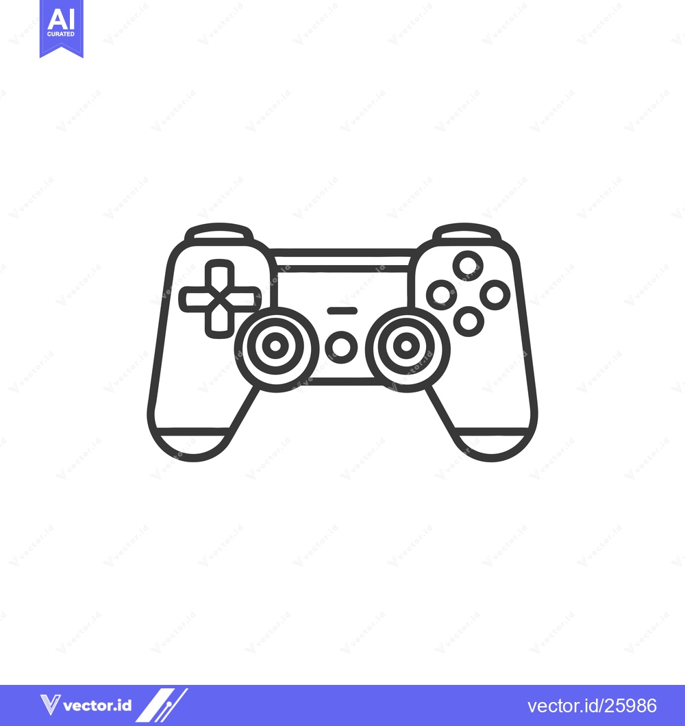 Premium Vector dari Black and white outline illustration of a video game controller