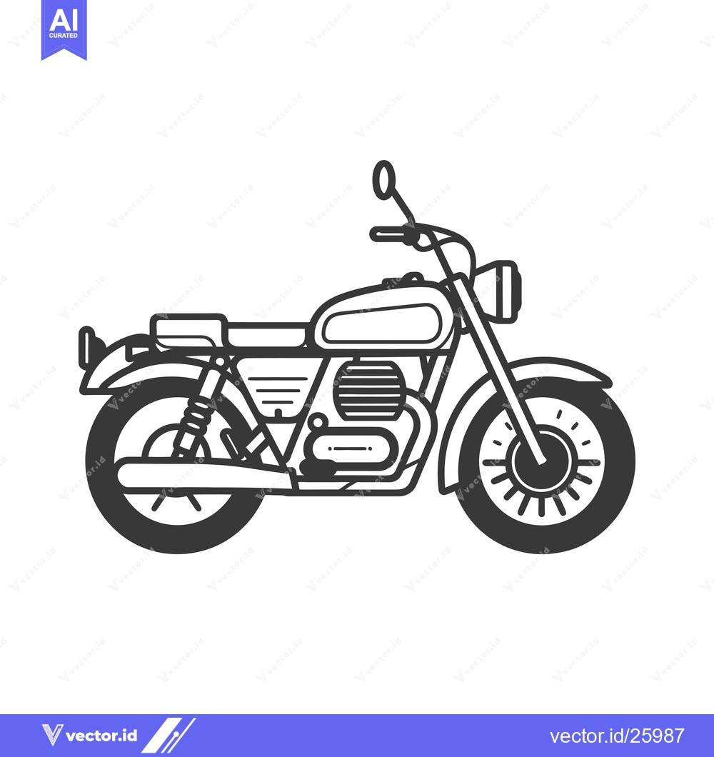 Premium Vector dari Black and White Outline Illustration of a Vintage Motorcycle